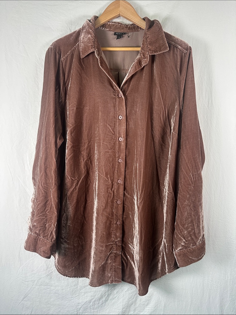 torrid Brown Velvet Button-Down Shirt